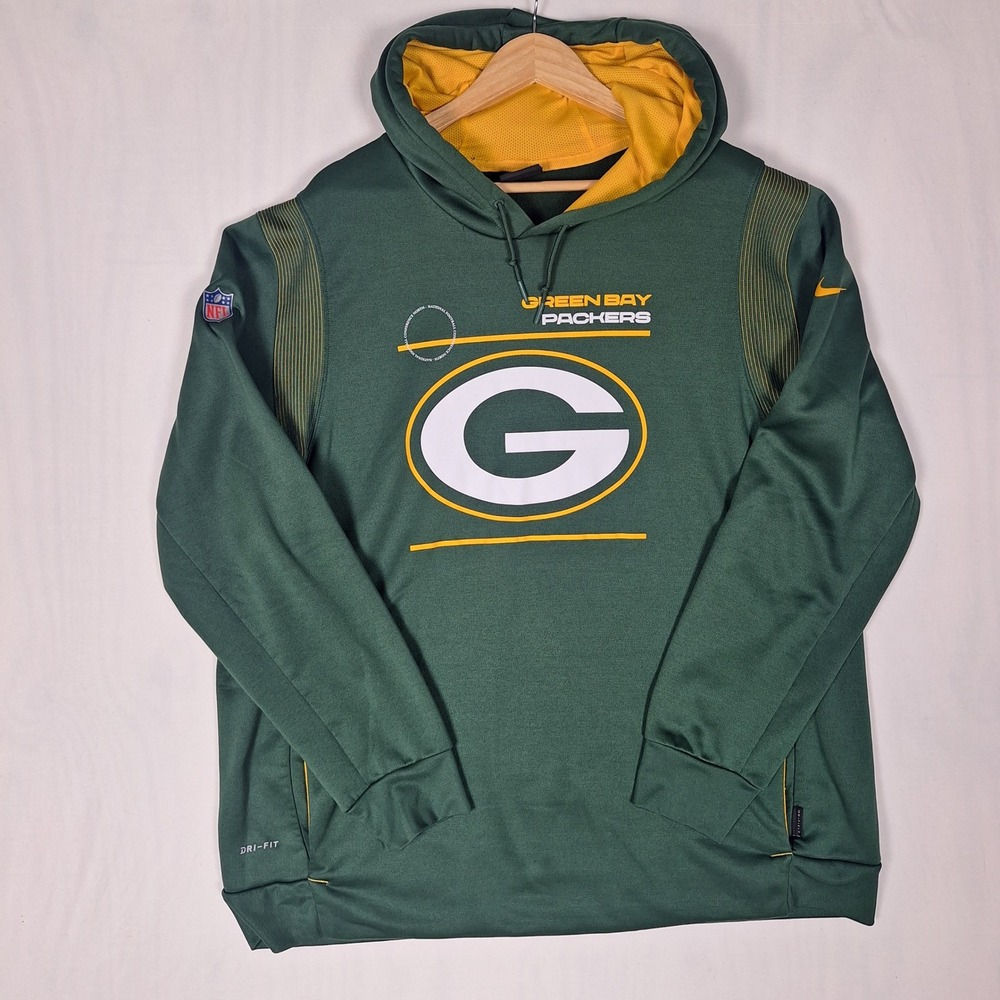 Nike Green Bay Packers Onfield Apparel Hoodie Dri-FIT Graphic Green XXL